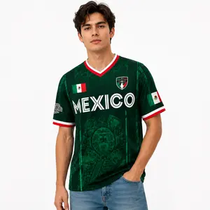 2026 Mexico Soccer Jersey, Chichén Itzá Pyramid Graphic Football Shirt, All Over Print Retro Jersey, Casual All-Season Sportswear Top