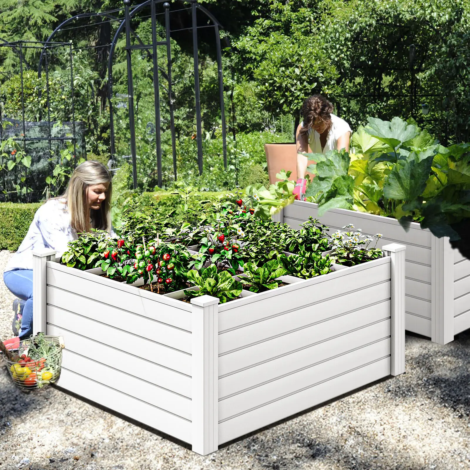 YITAHOME 4x4x2ft Plastic Raised Garden Bed Kit, Outdoor Large Resin Rectangular Planter for Container Gardening & Vegetables Growing, Ideal for Planter Raised Beds