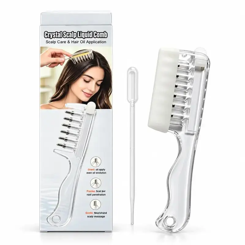 Refillable Scalp Liquid Applicator Comb - Beauty Haircare Tool with Plastic Teeth for Oil Apply, Root Care, Scalp Massager & Targeted Hair Treatment Delivery