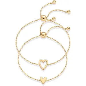 Heart Hollow Shape Set Bracelet Adjustable Love Friendship Two-Piece Bracelet