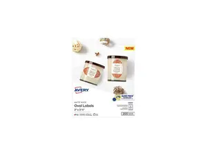 Avery Printable Blank Oval Labels, 2" x 3-1/3", Matte White, 200 Customizable Labels (22570)