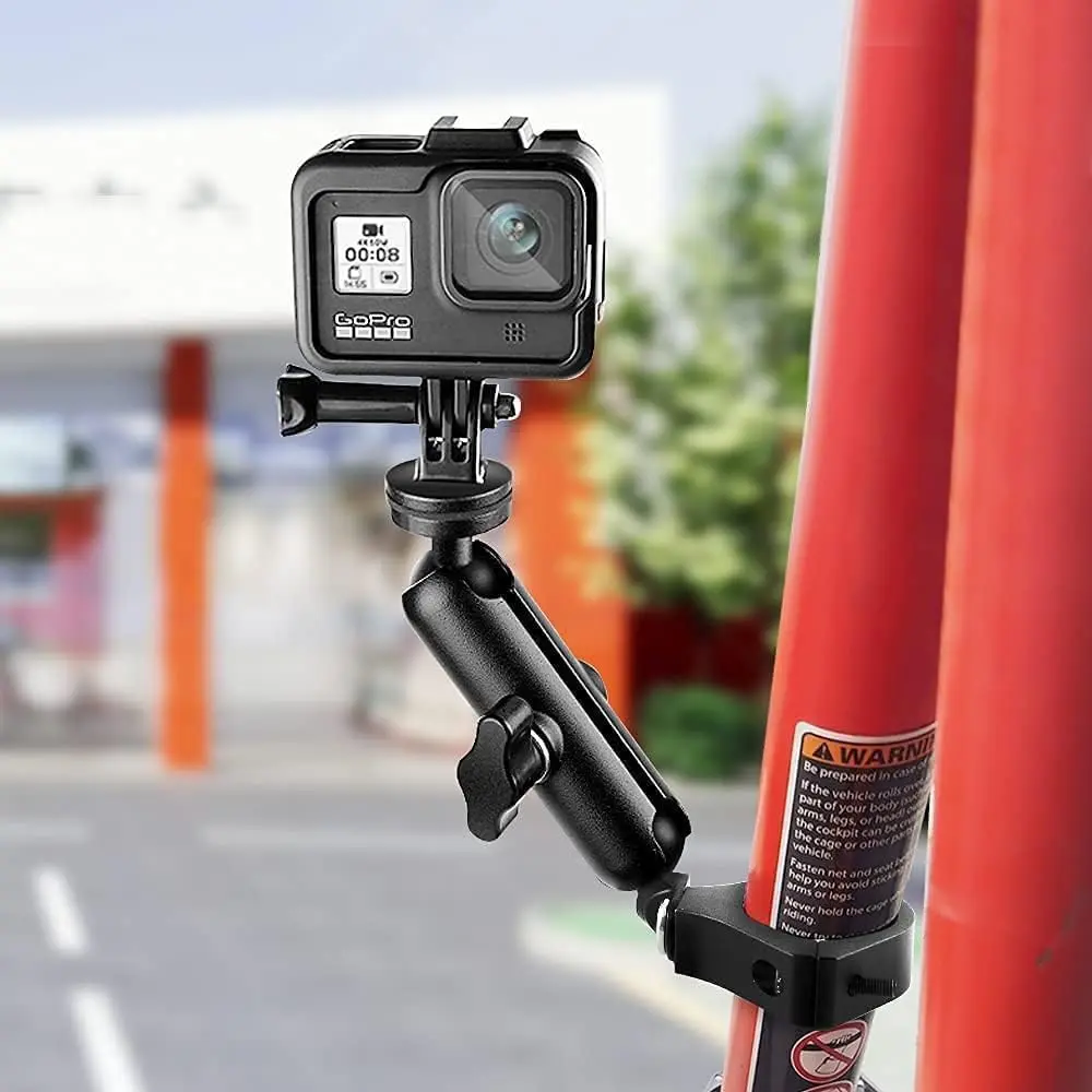 MAIKER Off Road UTV ATV Camera Mount, Compatible with GoPro, 1.75-2 inch Roll Bar, Aluminum Alloy, Easy Installation, Rotatable 360 Degree Ball Head, Black Accessories Holder