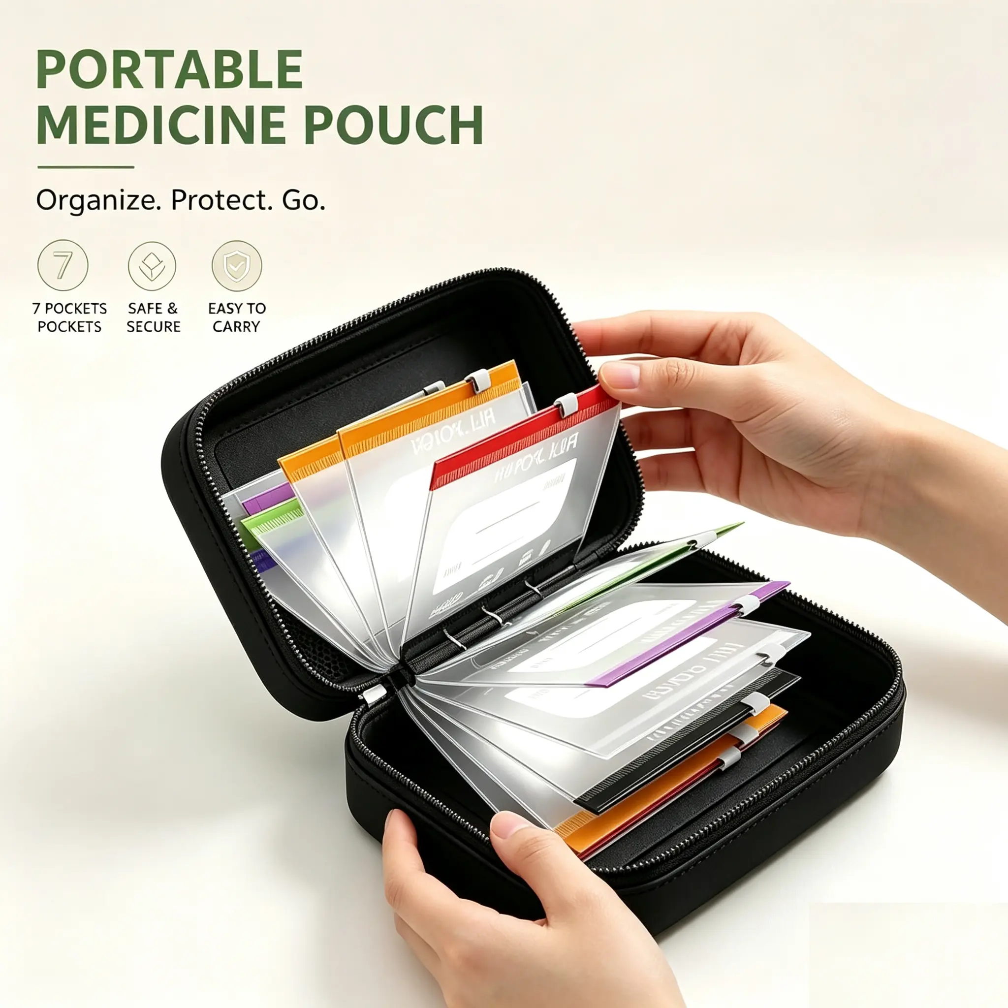 Large Weekly Healthcare Pill Organizer - Reusable A8 Waterproof Set with 14 Inner Bags, 7-14 Days of Meds for Family  Home Organization travel dustproof storage  mini