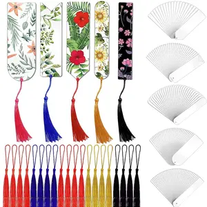 Clear Bookmark with Tassel, 10pcs/set DIY Blank Bookmark, Handmade Bookmark with Tassel Decoration, Multifunctional Bookmark for Office & School