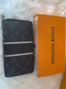 Pre-owned Louis Vuitton Plastic Mini Bags x Fragment Brazza Wallet in Monogram Eclipse Canvas
