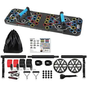 Multifunctional Push Up Board Home Strength Training Equipment with 15 Fitness Accessories, Color-Coded System, Durable ABS Material, Portable Design
