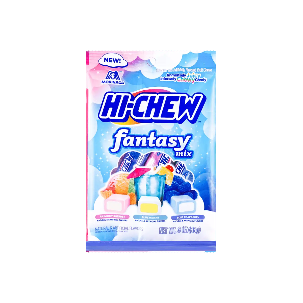 HI-CHEW Japanese Fruit Chewy Candy Assorted Flavors 85g - Rainbow Sherbet, Blue Hawaii Soda, Blueberry