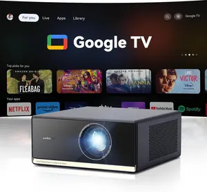 Wanbo X5 Pro Google TV Projector 4K Supported, 1100 ANSI Smart Projector with WiFi and Bluetooth, Outdoor & Home Movie Proyector, Auto Focus & Keystone, HDMI 2.0, Voice Control, HDR10 (2025 Upgraded)