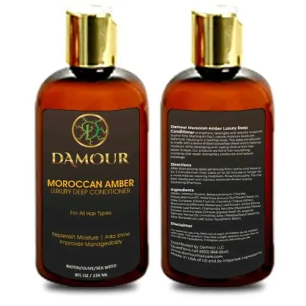 Damour Moroccan Amber Luxury Deep Conditioner (Sea Moss) Haircare Moisture Blend Daily