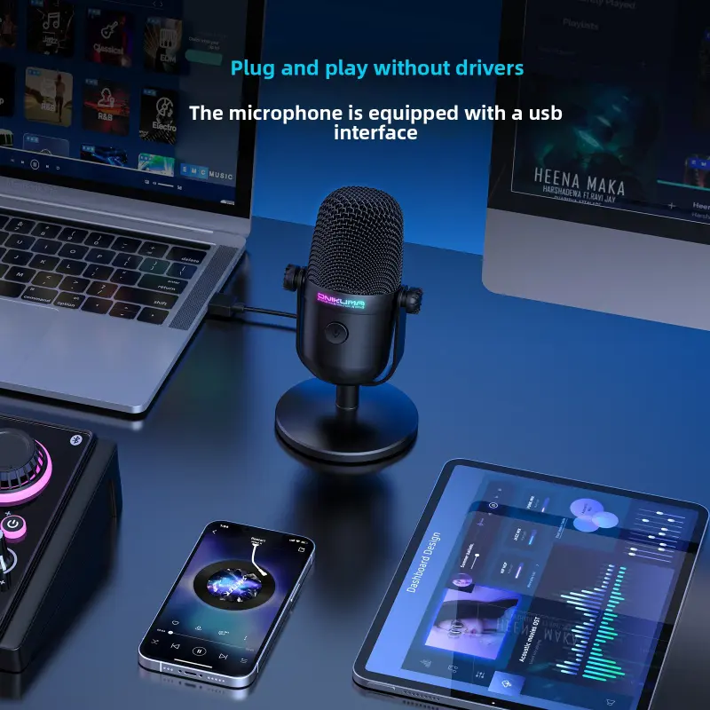 🎙️ [MUST-HAVE] ONIKUMA M830 USB Streaming Microphone| Plug & Play for PC/Laptop/PS5.Crystal Clear Voice for Twitch & Gaming Chat.Pro Noise Reduction Mic. Audio Bluetooth Colorful Computer