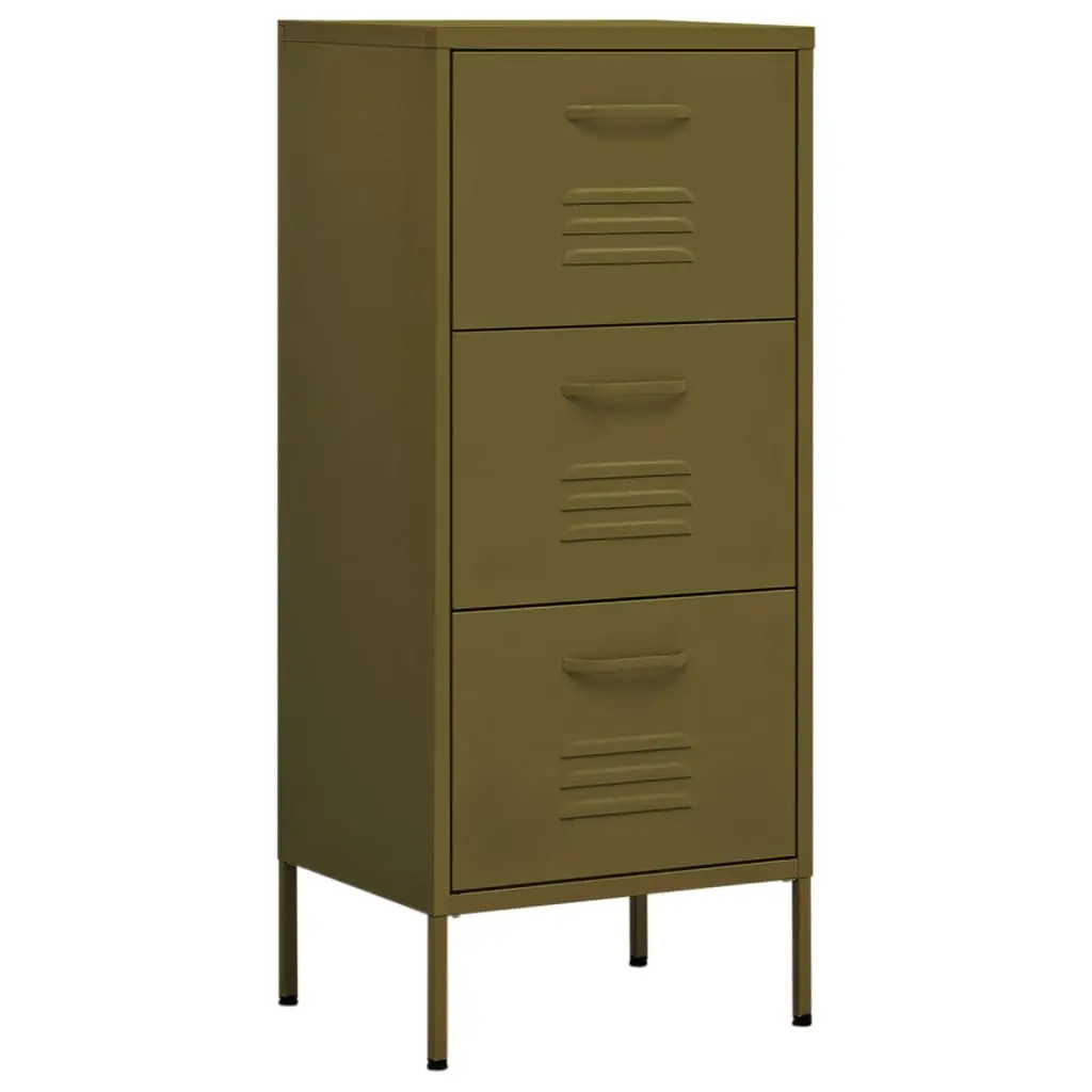 vidaXL Storage Cabinet Home Indoor Living Room Office with Adjustable Shelf Sideboard Side Cabinet Furniture Olive Green 16.7" Steel 336180