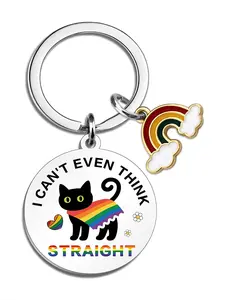 Lervuh Lgbtq Keychain Gift, Cute Cartoon Characters Round Shape, Fun Lesbian Couple Accessory, All Seasons Fashion Item