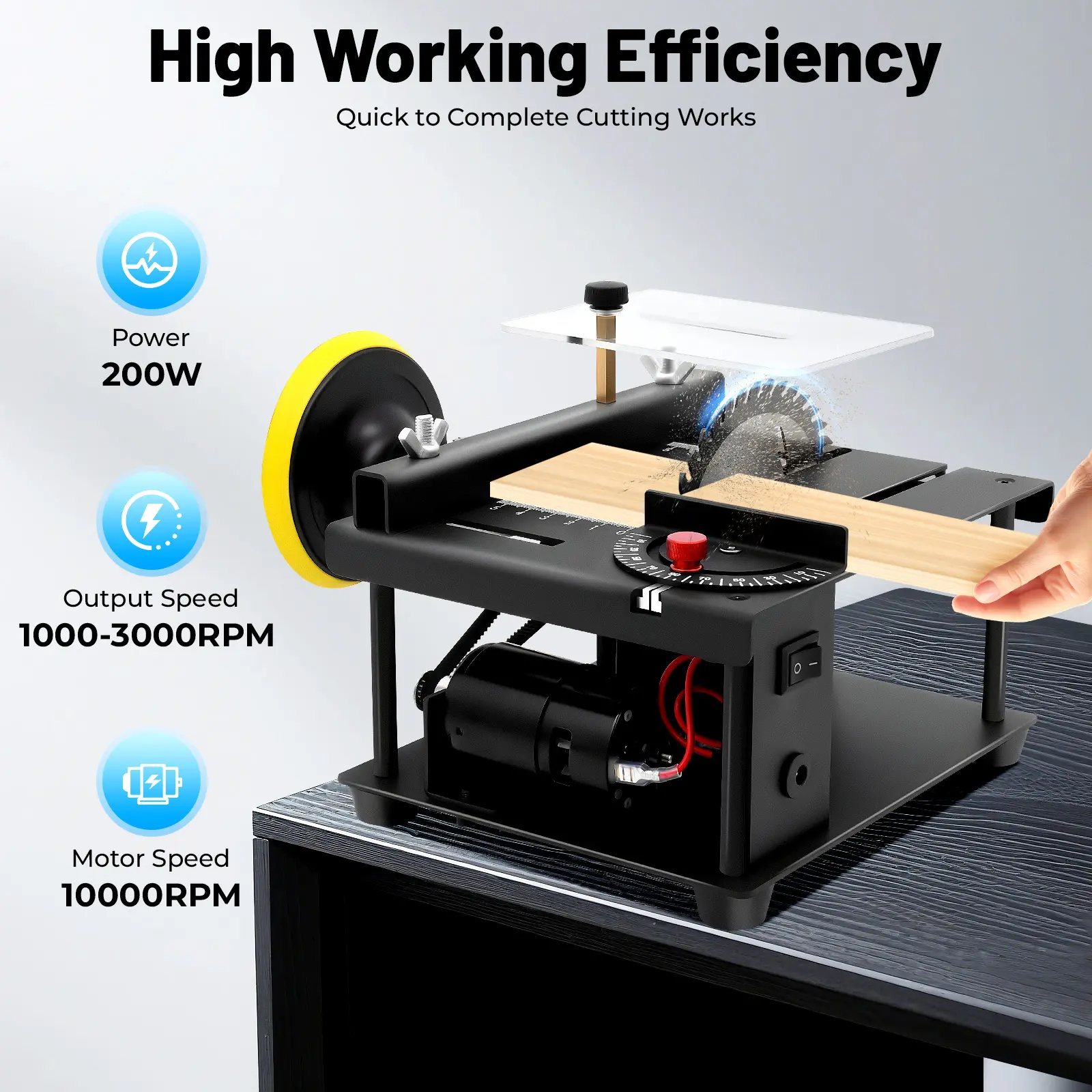 2026 Viral 200W Portable Table Saw Mini Table Top Wood Cutter Tool - 0-90° Precision Angle Cutting & Grinding, Wood Plastic Cutting, Power Saws Kit for DIY Enthusiasts with 1 x Power Adapter