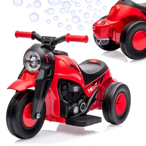 6V 3-Wheel Bubble Off-Road Dirt Bike for Kids Battery Powered Ride-On Toy with Automatic Bubble Machine LED Headlights Music Playback Pedal Control Forward Reverse Mode Great Birthday Gift  Available