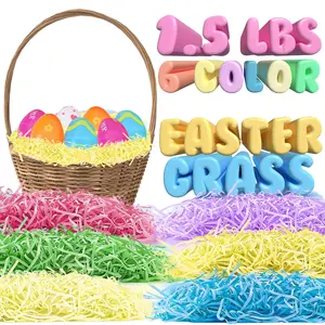 JoyX Easter Grass 1.5 Pounds Pastel Colors Easter Basket Filler Stuffers for Egg Hunt Decor, Party Favors & Classroom Event Decoration - Colorful