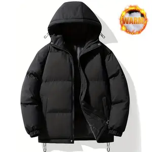Men's Durable Warm Full-Zip Hooded Jacket, full-length zipper design, winter coat, fully closed zipper, suitable for everyday wear - cold weather outdoor clothing (with padding) - an ideal choice.