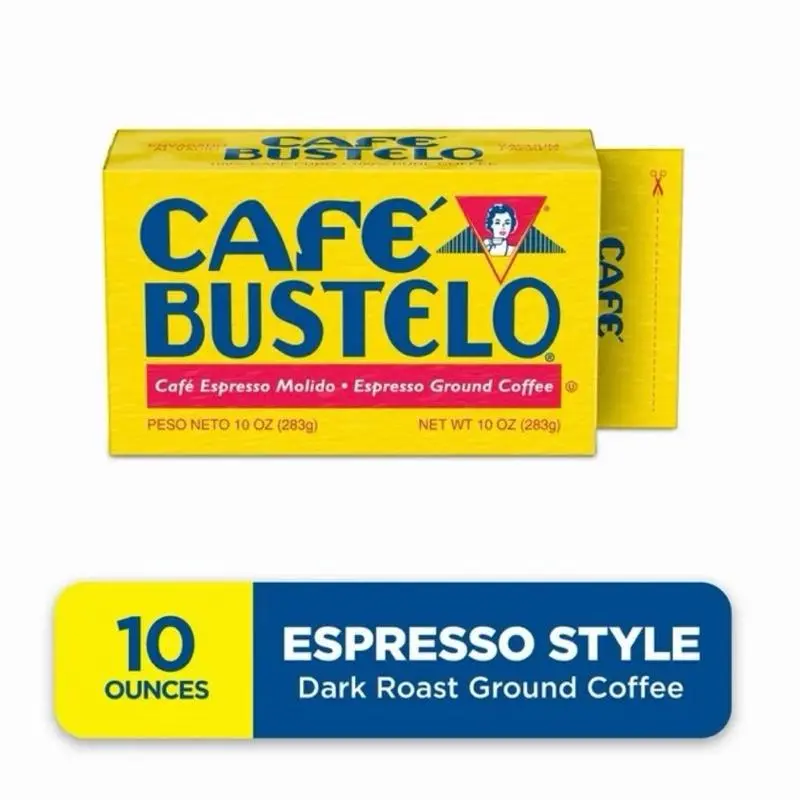 Cafe Bustelo Espresso-Style Dark Roast Ground Coffee, Vacuum-Packed 10 oz Brick