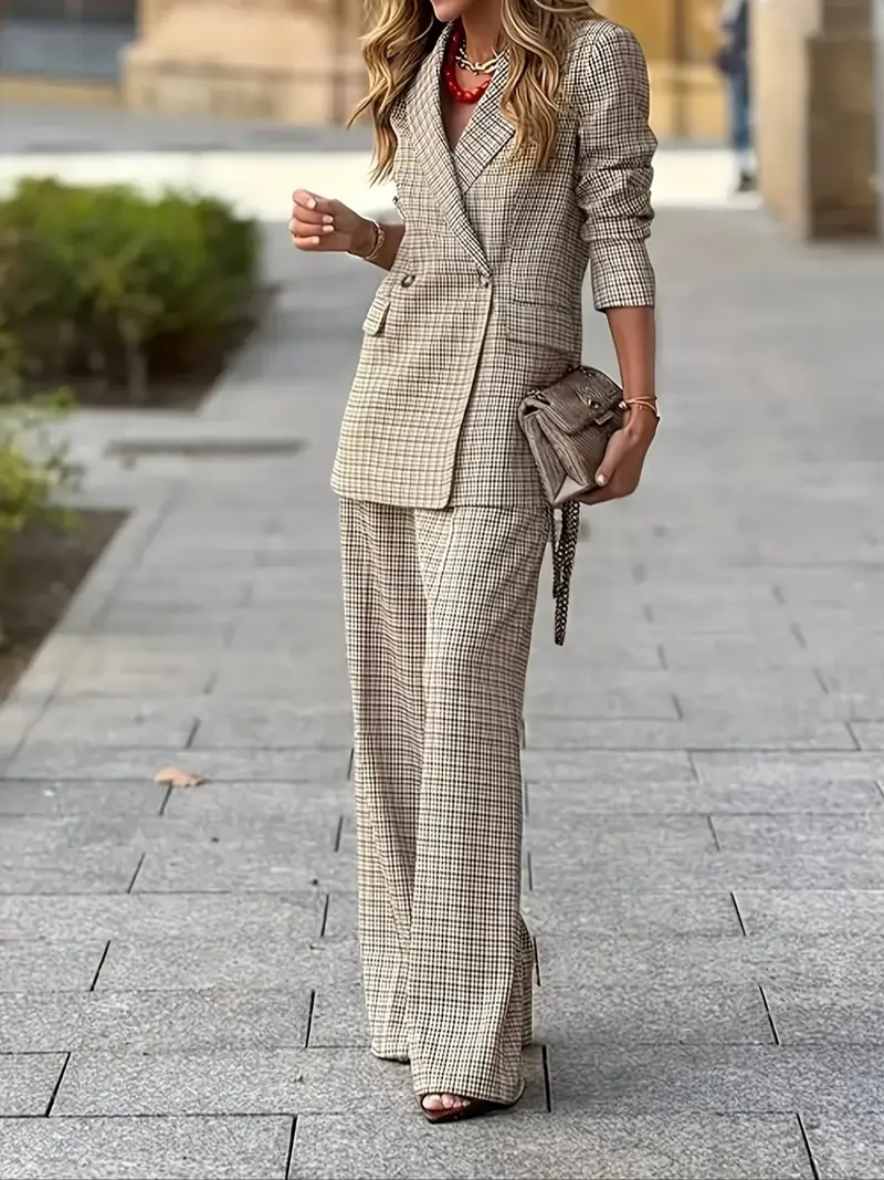 knee length dresses for ladies Classic Dress Pant | Straight (Charcoal Plaid) main image 1