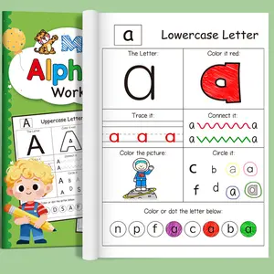 Children's English Alphabet Vocabulary Workbook English ABCDE Basic Practice Training Drawing Red Book Tracing Preschool Books