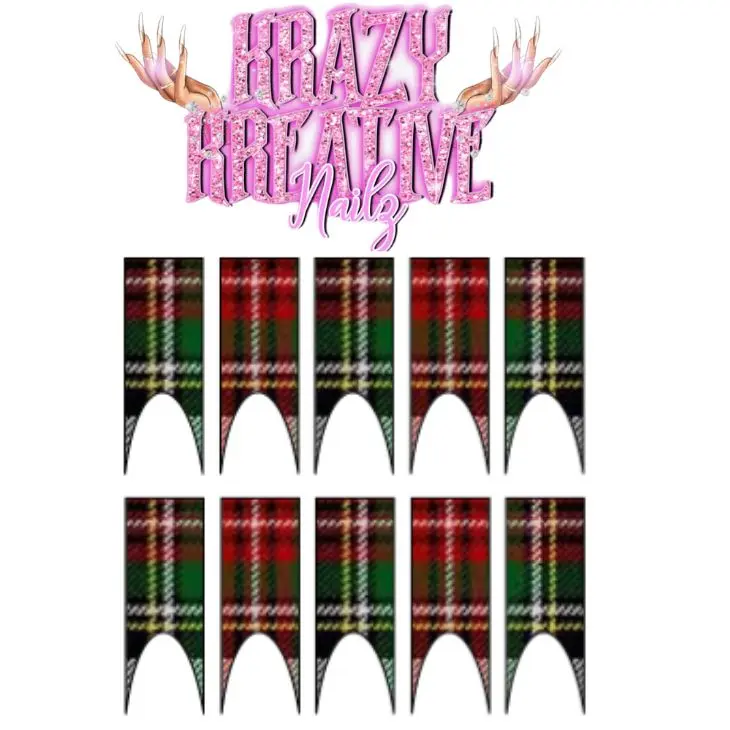 Krazy Kreative Nailz Yellow Plaid Waterslide Nail Decals - Gradient Design, Available in Sizes S-50mm, Glossy Finish, Luxury Acrylic Decals for Nail Art