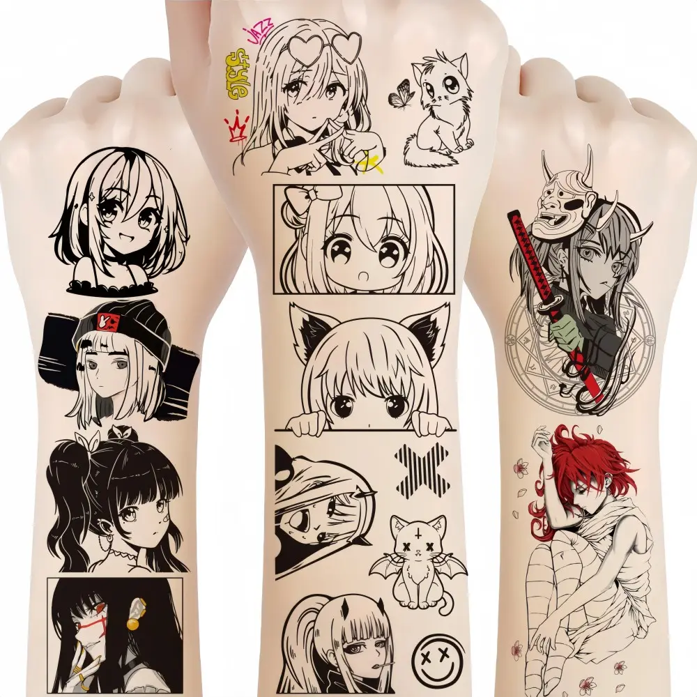 30 PCS Anime Character Temporary Tattoos, Cute Waterproof Stickers, Original Secondary Series Fake Tattoos, Cosplay, Music Festival, Party Gifts