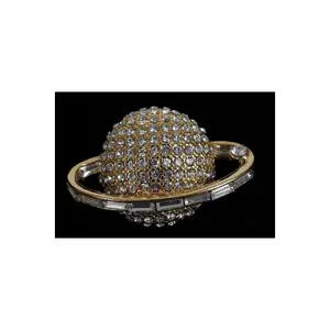 Small Globe Gold with Baguette Stones Lapel Pinp
