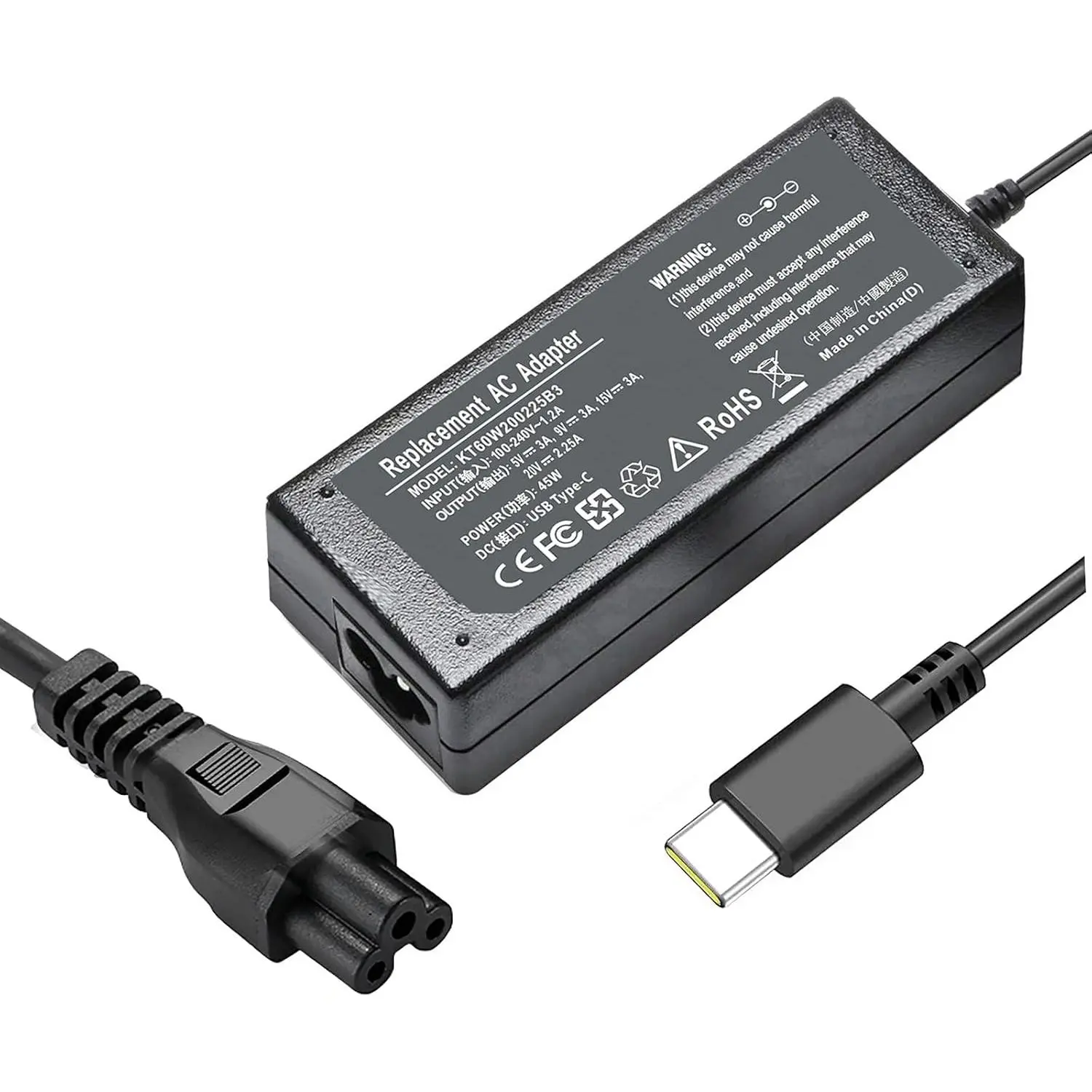 Chromebook Charger, 45W USB C Laptop Charger for  Chromebook X360 14 14-ca051wm 14-ca052wm 14-ca061dx 14-ca043cl Chromebook Chrager USB C