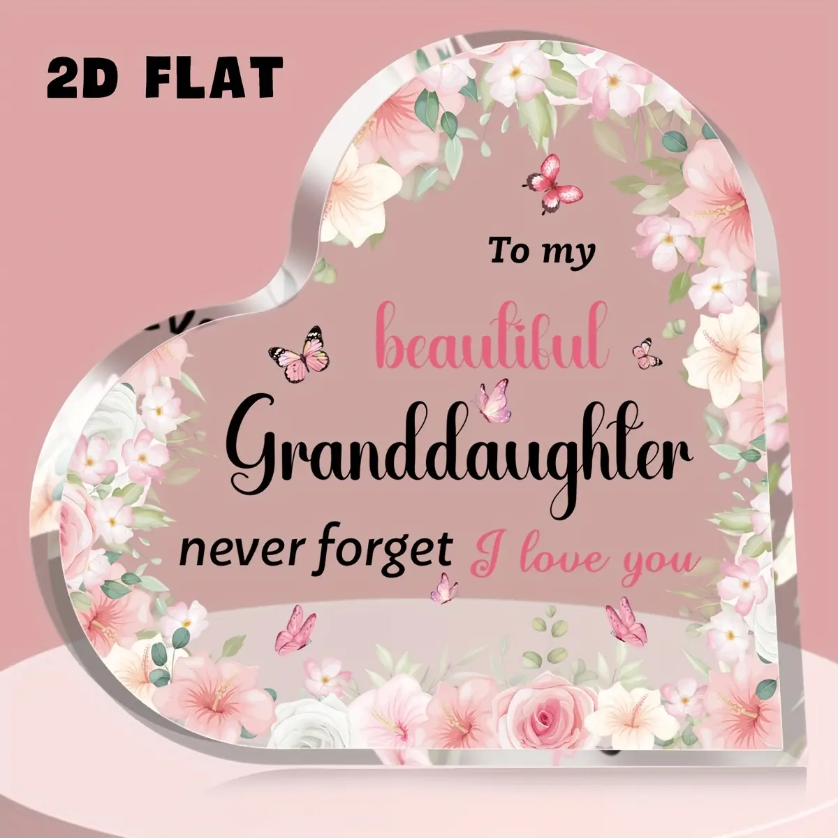 1 acrylic ornament given by grandma to granddaughter - as a Valentine's Day, wedding, graduation or birthday gift for granddaughter, and a pink heart-shaped acrylic plaque for granddaughter, Acrylic Plaque Decorative, Acrylic Desktop Decoration