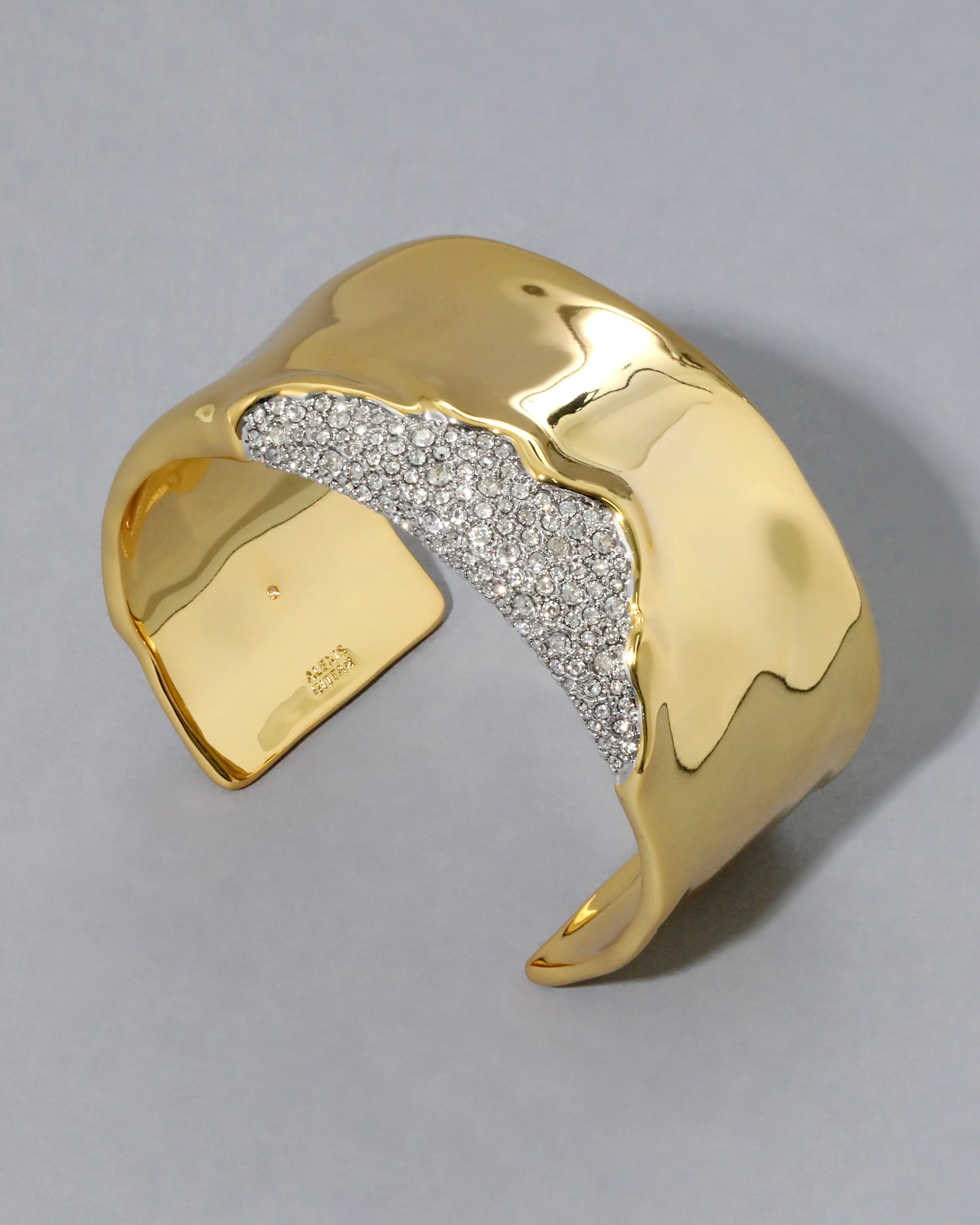 Solanales Gold Crystal Wide Cuff Bracelet