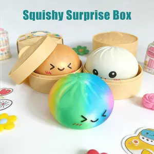 A soft stress-relieving toy in the shape of a palm-sized dumpling, made of TPR material, with a randomly designed style. It is a children's portable companion and a gift for children on Easter. Kawaii Squishies Sensory Bundle