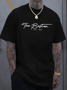 The Boston EST 1997 Minimalist Graphic T-shirt | Black Casual Streetwear Tee