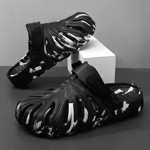 Wild Style Alert 'Monster Leaf' Wooden Shoes EVA Cloudlike Comfort Adjustable Fit Waterproof Breathable Unisex Trendsetter Clogs for Beach Pool Garden Outdoor Activities Design