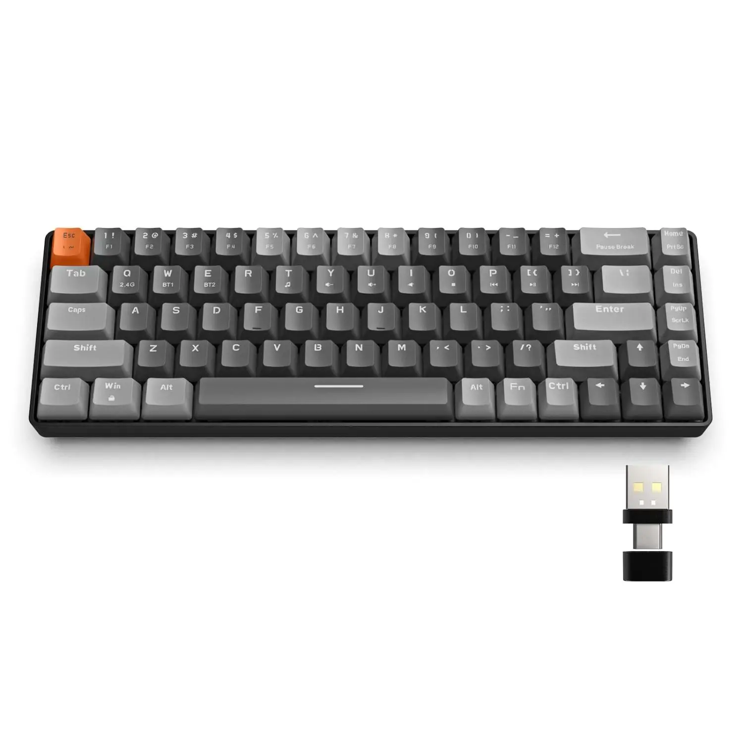 ATTACK SHARK RK68 Wireless Ergonomic Mechanical Keyboard, 60% Compact 68-Key Hot Swappable Gaming Keyboard with Dual Mode 2-in-1 Receiver, Keyboard for PC Mac Xbox Smartphone, Durable Keyboard, Mechanical Game Keyboard, Gaming Pc Accessories
