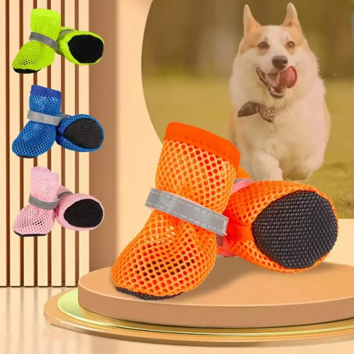small Dog Shoes Breathable Mesh Boots,Summer Breathable Dog Boots Nonslip Sole Paw Protector for Small Medium
