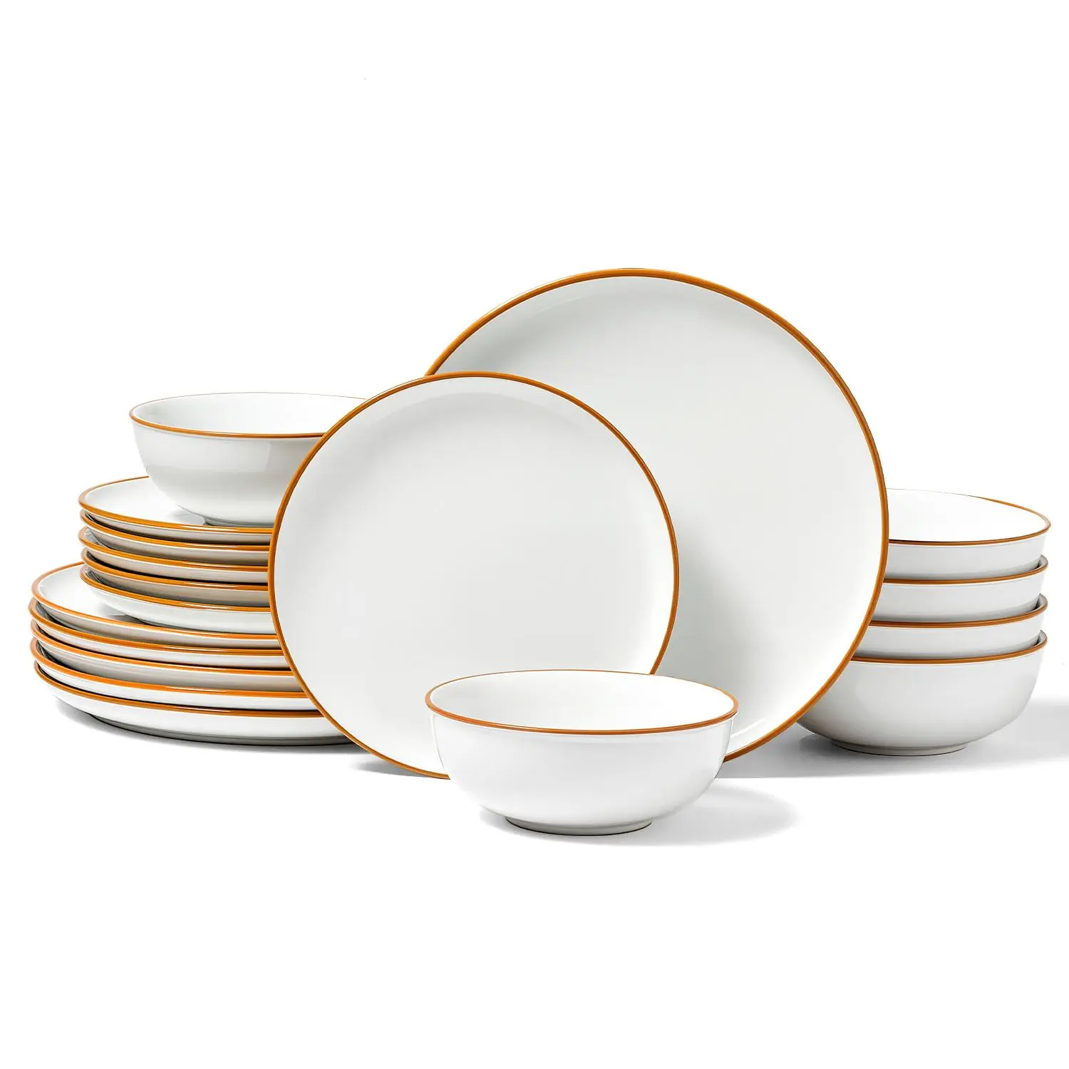 【DealsForYouDays】VEVOR Dinnerware Set,  , Service for 6 (18 PCS), Round Plates and Bowls Sets, Scratch Resistant Ceramic Dinner Ware, Dishwasher and Microwave Suitable Kitchen Dish, for Dessert Salad Soup Pasta, White