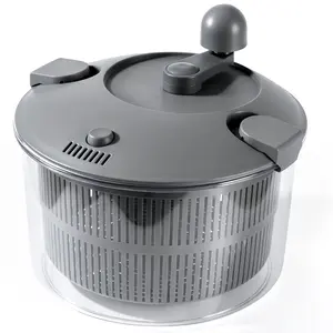 Large Salad Spinner (4.5L/4.8QT) - Manual Crank Lettuce Dryer, Vegetable Washer with Locking Lid, Drain System for Fruit, Greens, Pasta