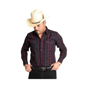 Camisa Vaquera Azul Marino con Detalles Rojos – White Diamonds Boots