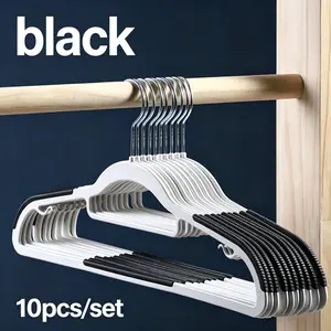 Stainless Steel 10-Piece Non-Slip Extendable Clothes Hangers, Space-Saving Closet Organizer, Durable Wardrobe Storage Rack