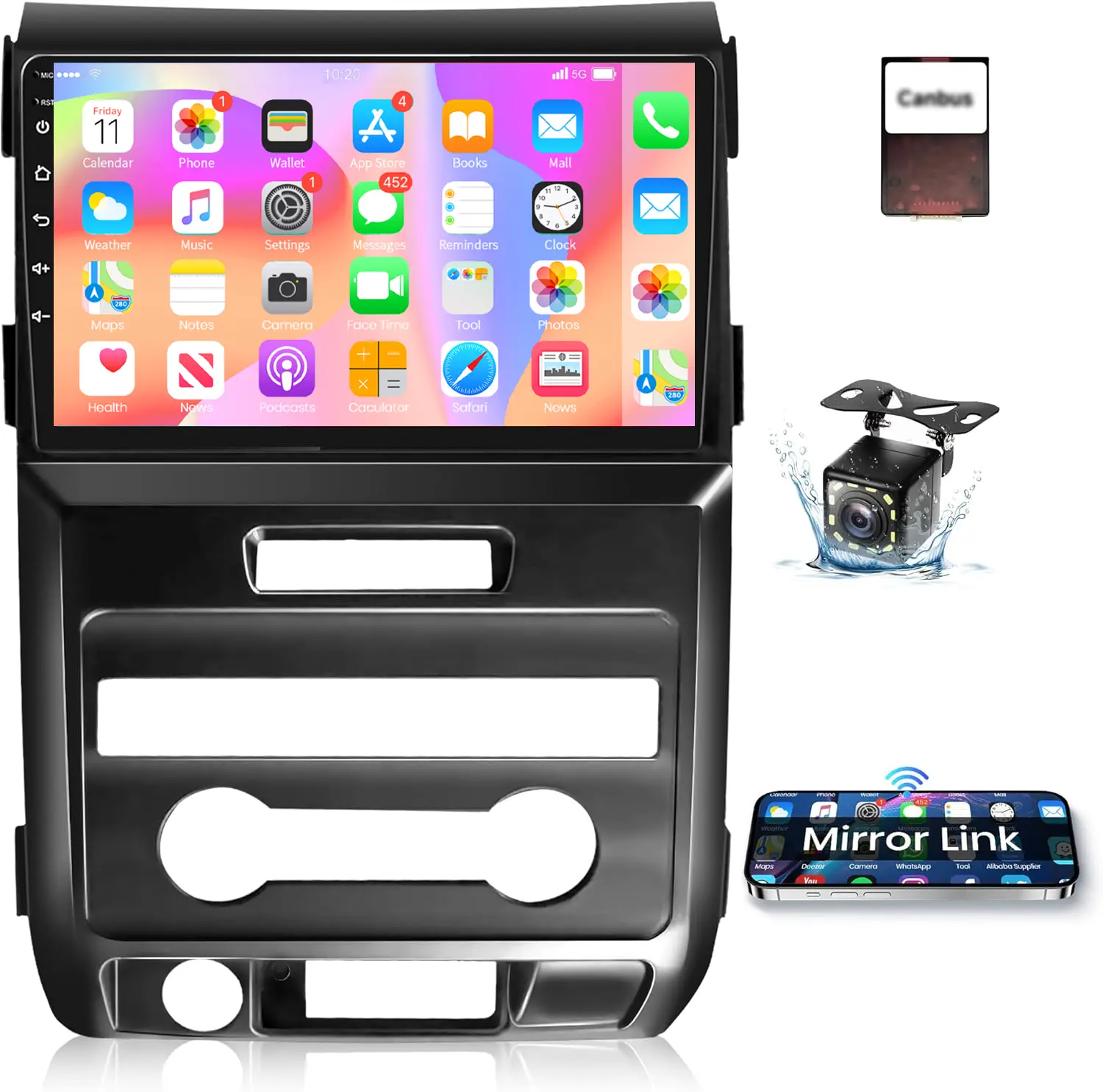 RIMOODY 9-In Carplay Touchscreen Car Radio for Ford F150 2009-2012, Android 15 OS, Wireless Carplay, GPS Navigation, WiFi, Bluetooth, FM/RDS, EQ, Backup Camera Stereo, Multi-Language (Spanish, Italian, German, French, English), YouTube (Father's Day Gift)