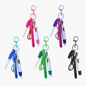 2 Sets Nurse Pen set Including Permanent Marker Retractable ballpoint pen with multiple ink colors Keychain Flip Scissors and mini flashlight and Pen light (batteries not included)