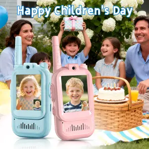 No More Batteries! Kids Video Walkie Talkies 2pack, Rechargeable Walkie Talkies for Kids with Screen, Parent-Child Interaction Toys, 4 Voice Changing Effects, Best Birthday Gift for Boys Girls Age 3-12, Outdoor Camping Travel Colorful Remote