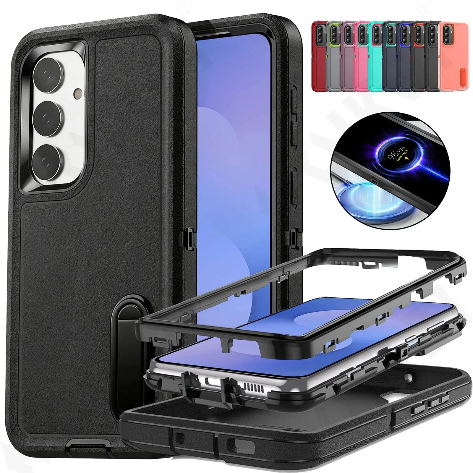 HAY Case For Samsung Galaxy S26 S25 S24 Ultra Plus A37 A56 A36 4G 5G 2026 FE Heavy Duty Rugged with Kickstand 360 Full Cover, Shell, Accessories, Silicone