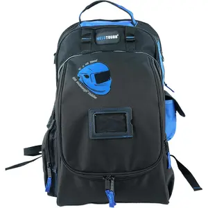 Electrician Tool Bag Tool Backpack with Helmet Catch Duty Tool Organizer Bag for Electrician, Carpenter,Tradesman,Construction,HVAC,Welder (Blue)