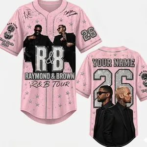 R&B Tour Inspired Baseball Jersey 2026, Custom Name Concert Shirt, Vintage Hip Hop Streetwear Fan Gift