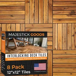 Majestick Goods Interlocking Deck Tile - 6 Slat (8 Pack) for Flooring Needs