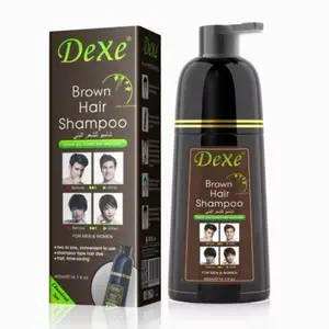 Brown Hair Dye Shampoo for Gray Hair, DEXE Semi-Permanent Hair Color Shampoo for Women and Men, Simple to Use and Lasts 30 Days-Fast Acting, Herbal Ingredients and Ammonia Free (14 Fl oz)