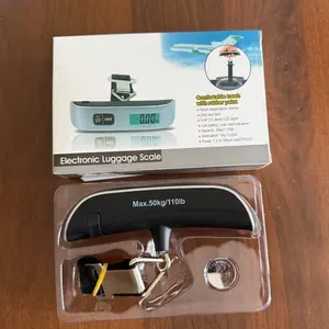 Electronic luggage scale, essential accessories for vacation travel, gifts for travelers, digital hanging luggage scale, portable suitcase handheld weight scale 110 lbs, essential travel item for hanging luggage, batteries included, Metal