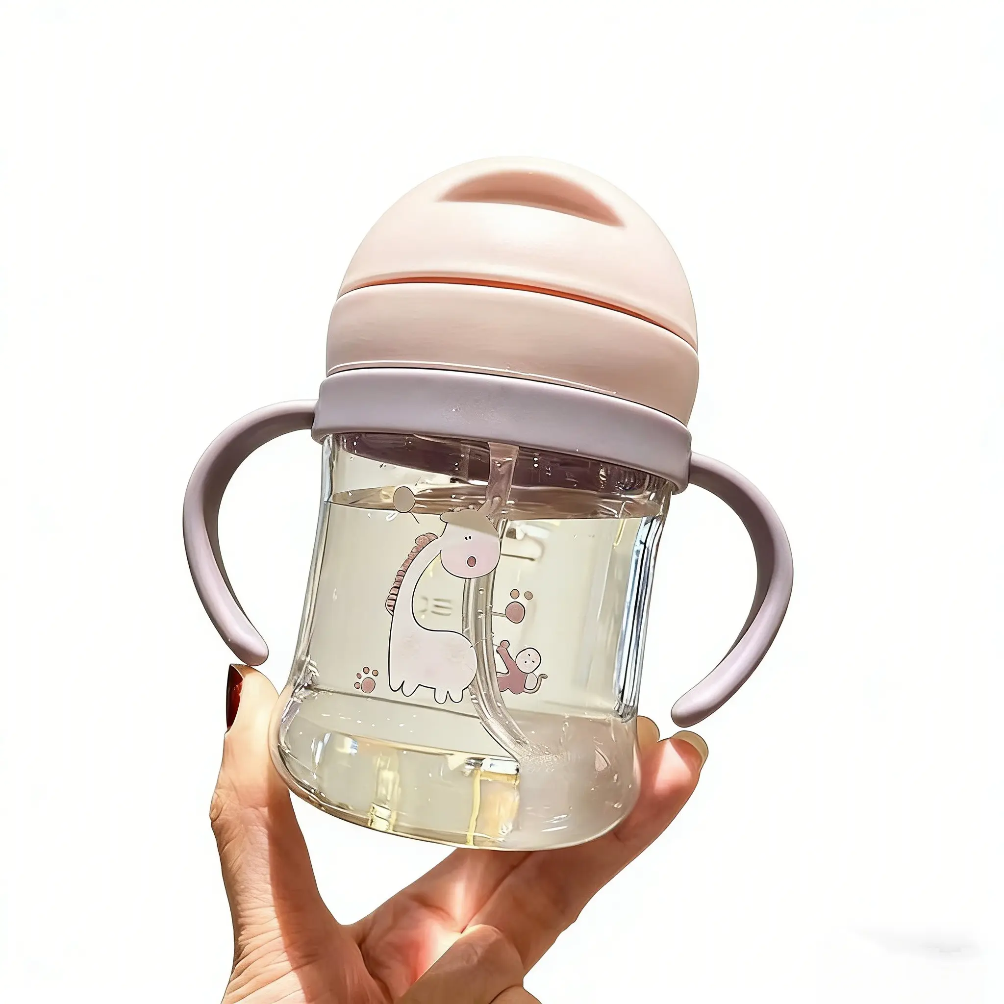 250ML Water Bottle with Straw, Anti-Choking Handle, Portable Shockproof Design, Baby Sippy Cup for Outdoor Camping, Toddler Cup with Straw, Cute Drinking Cup, Leakproof Sippy Cup, Toddler Sippy Cups
