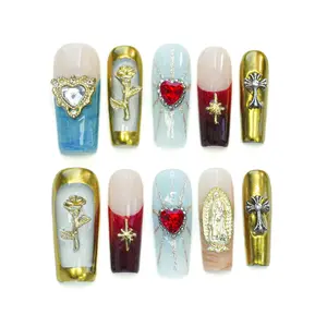 Alice Dream 3D Reusable Handmade Press-On Nails – Acrylic Square Shape, Natural Finish | Durable & Stylish for a Salon-Perfect Look