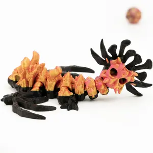 Mini Skull Wyvren  | 3D printed collectible dragon with fully articulating tail | Skull and Bone design with a gothic asthetic that looks great as home decor or a desk fidget